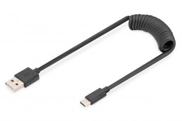 USB - C spiral kablo üzerinde USB 2.0 - USB - A 