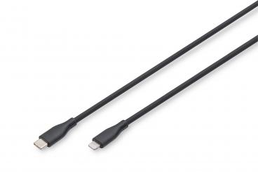 Lightning silikon bağlantı kablosu, USB-C - Lightning, 2m, siyah 