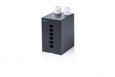 Fiber optik DIN ray dağıtıcısı, 6 port, SC SX/LC DX, siyah 