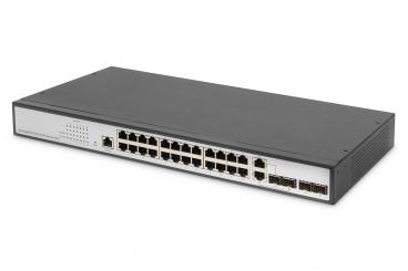 Gigabit Ethernet Layer 2 Switch, 24 port, 2x RJ45/SFP kombo + 2 x SFP uplink portları 