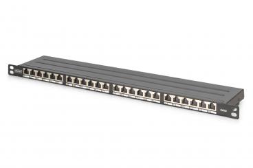 CAT 6, E Sınıfı Yüksek Yoğunluklu Patch Panel, korumalı, siyah 