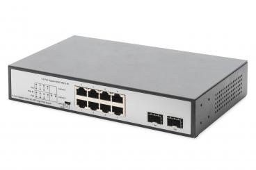 6 x PoE portlu, 2 x RJ45, 2 x SFP Uplink, 802.3 af/at/bt 8 port Gigabit anahtar 