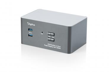 KVM anahtarı, 2 bağlantı noktalı, üçlü ekran, 4K, HDMI 