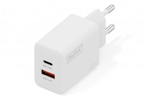 USB GaN Şarj Cihazı 30W, 1x USB-C, 1x USB-A 